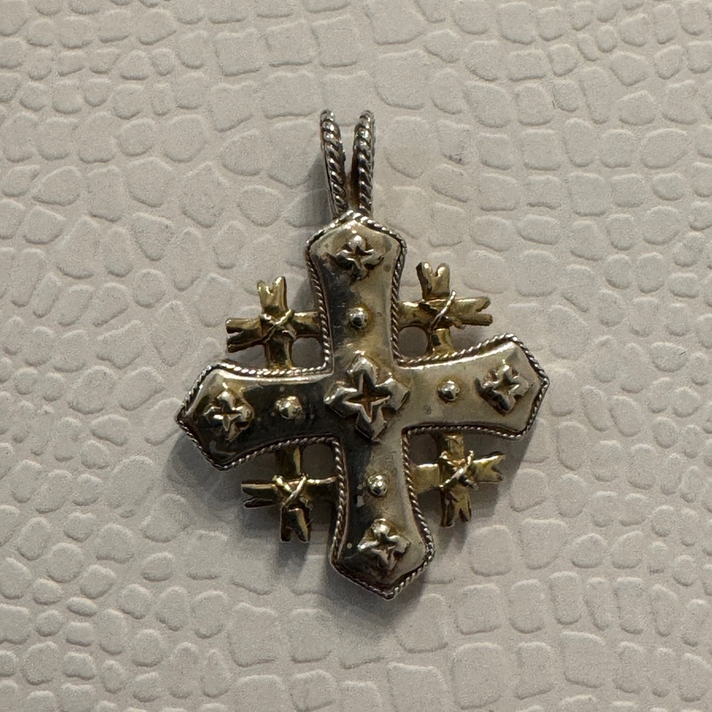 Vintage Signed CG 925 Sterling Silver Jerusalem Cross Pendant